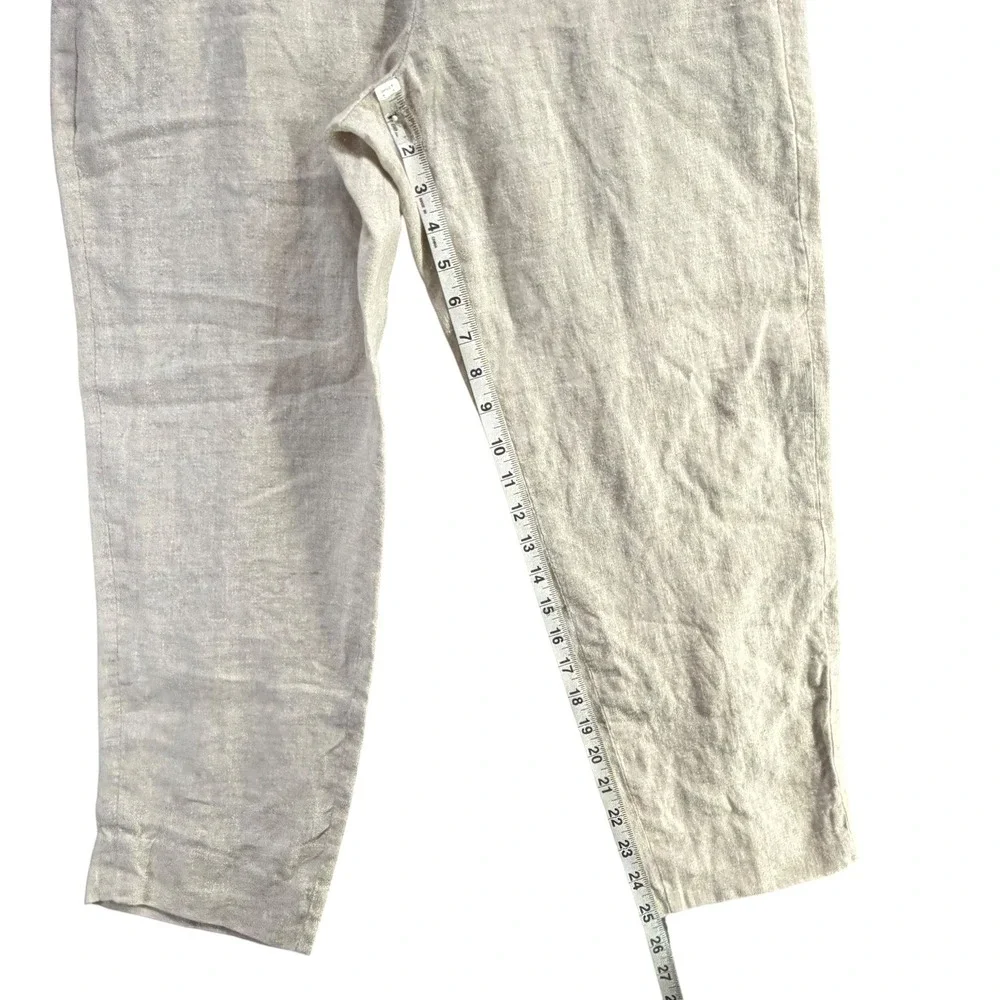 Banana Republic Lina Slim Linen Ankle Pants Womens 6 Beige‎ High Rise Minimalist